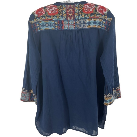 Johnny Was 3J Workshop Embroidered Rose Flower Long Sleeve Blouse Top - Sz S - Picture 2 of 16